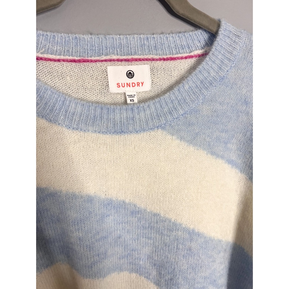 Anthropologie x Sundry Diagonal Striped Sweater Size XS Pastel Oversized Cozy - Picture 5 of 7